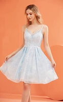 Illusion Neckline Sparkle Short Dress