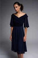 Off-Shoulder Flutter Sleeves Dress