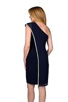Chiffon Overlay One-Shoulder Dress