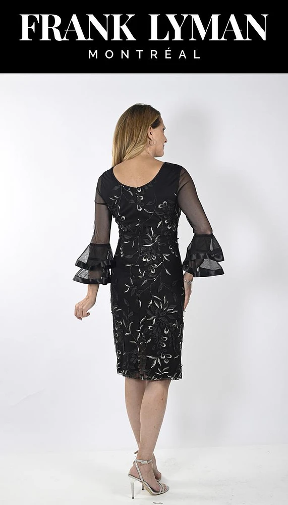 Sheer Bell Sleeves Dress