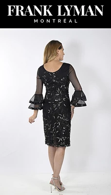 Sheer Bell Sleeves Dress