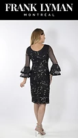 Sheer Bell Sleeves Dress