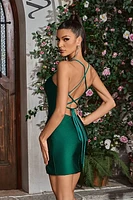 Stretch Satin Short Dress