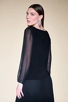 Chiffon Sleeves Brooch Top