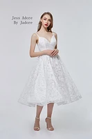 Glitter Tulle Tea Length Gown