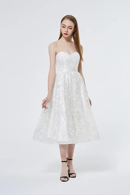 Glitter Tulle Strapless Sweetheart A-line Gown