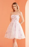 Pleated Bodice Metallic Shimmer Short Dress