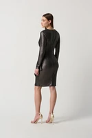 Metallic Wrap Style Dress
