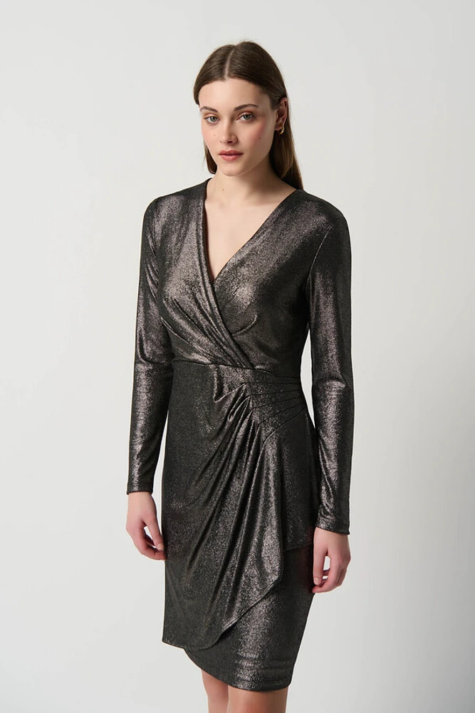 Metallic Wrap Style Dress