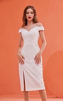 Off Shoulder Lace Short Dress