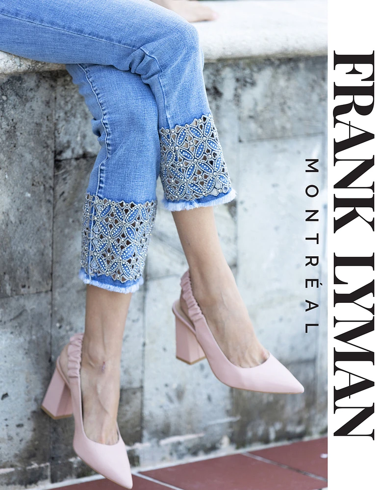 Embroidered Trim Denim Jeans