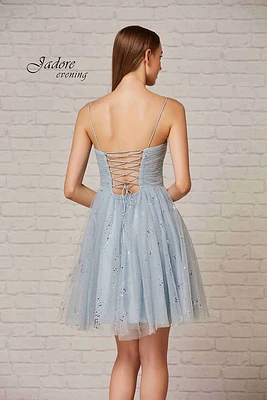 Glitter Lace-Up Back Dress