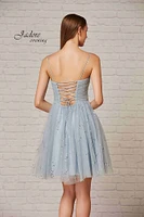 Glitter Lace-Up Back Dress