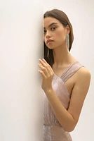 Abstract Print Cascading Dress