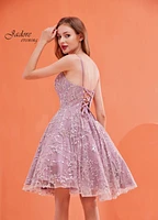 Embroidered Tulle A-line Short Dress