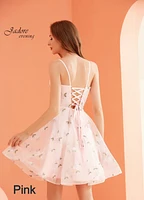 Floral Print Corset Tie Back Dress
