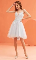 Lace Tulle Corset Back Short Dress