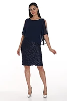 Leaf Print Chiffon Cape Dress