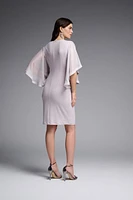 Ruffle Sleeves Wrap Sheath Dress