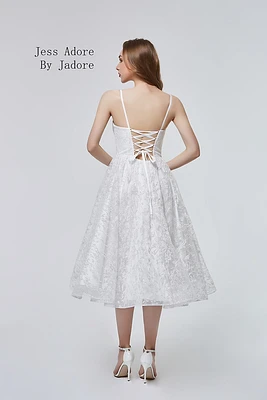 Glitter Tulle Tea Length Gown