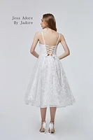 Glitter Tulle Tea Length Gown