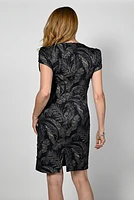 Gold Leaf Print Short Dress