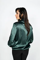 Satin Front Tie Blouse