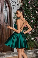 Boat Neckline A-Line Short Dress