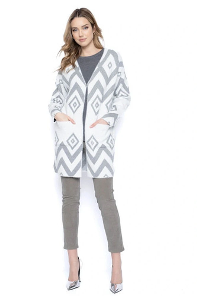 Two-Tone Geometric Cardigan