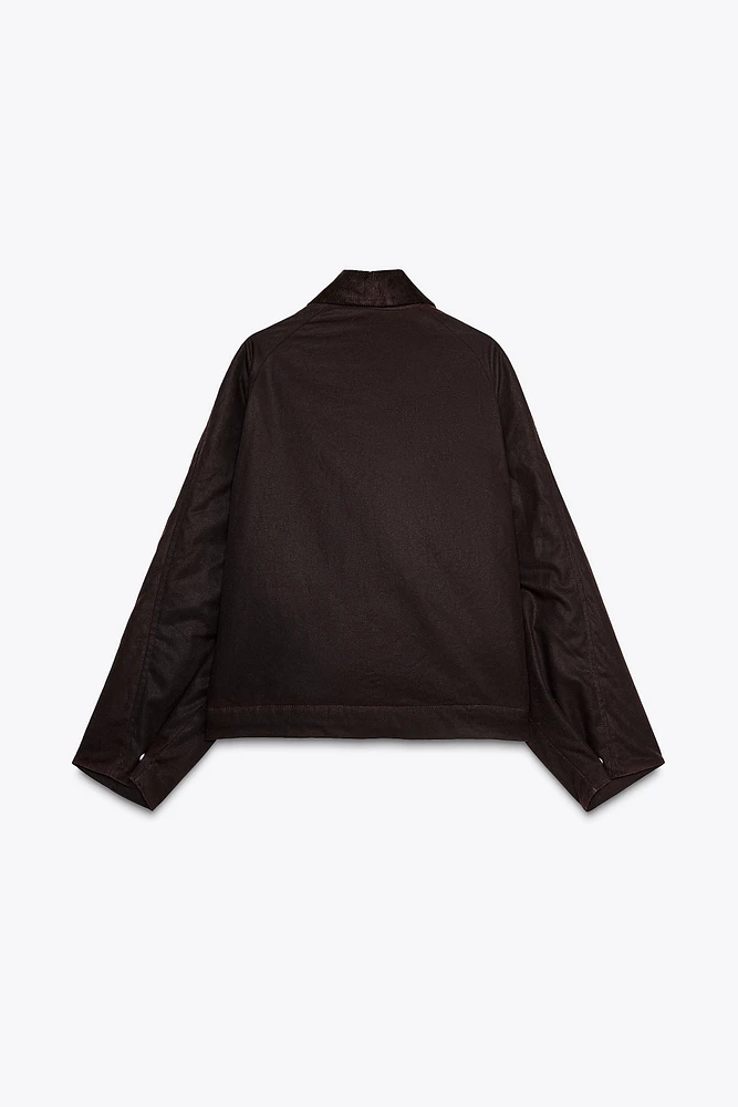 VESTE CIRÉE AVEC COL EN VELOURS CÔTELÉ, COLLECTION ZW