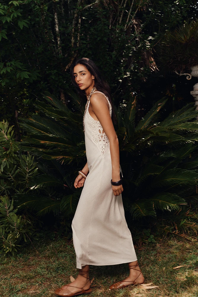 COMBINATION CROCHET MIDI DRESS