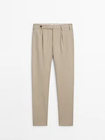 Cotton blend darted trousers