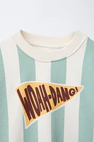 STRIPED KNIT PRINT SWEATSHIRT