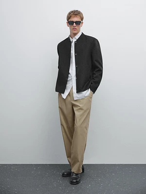 Double-layer wool blend bomber jacket