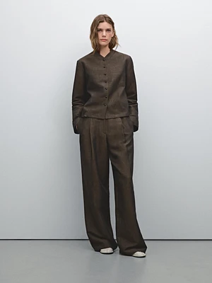 Linen blend jacket with button detail
