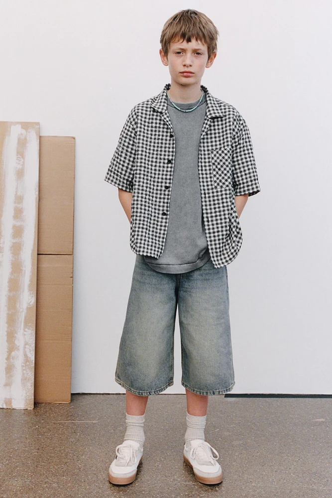 WRINKLED EFFECT PLAID SHIRT
