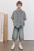 WRINKLED EFFECT PLAID SHIRT
