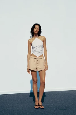 FOLD-OVER WAIST MINI SHORTS