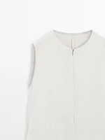 Linen blend short jumpsuit