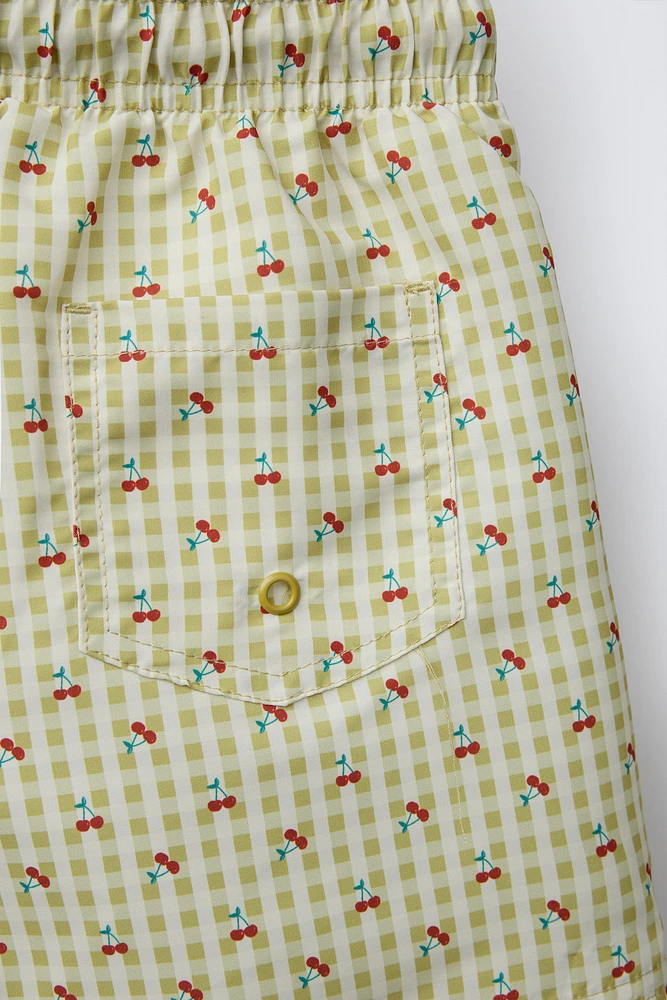 6-14 YEARS/ CHERRY SWIM SHORTS