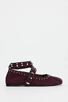 STUDDED SUEDE BALLET FLATS