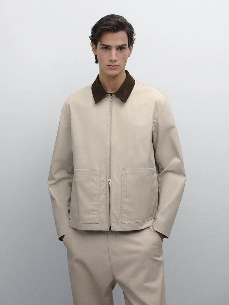 100% cotton jacket with collar detail