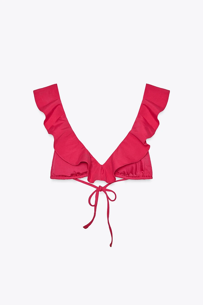 RUFFLED TRIANGLE BIKINI TOP