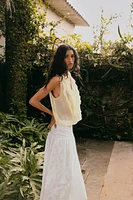 SEMI-SHEER RUFFLED TOP