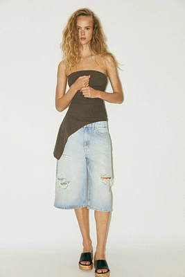 TEXTURED BANDEAU TOP