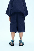 PLEATED DENIM SHORTS X FANGLU LIN