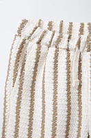 TEXTURED STRIPED SLIM FIT BERMUDA SHORTS