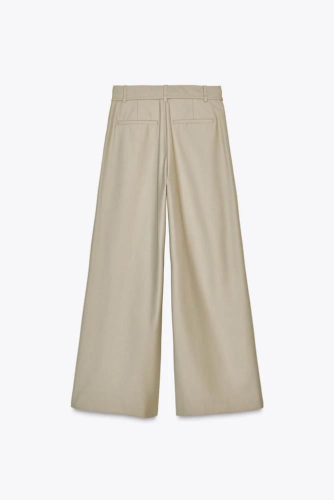 PLEATED WIDE-LEG PANTS WITH THIN BELT