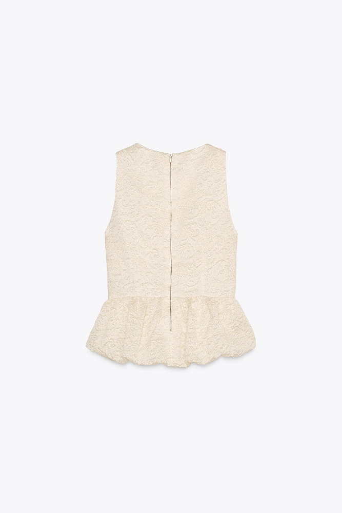 TEXTURED PEPLUM TOP