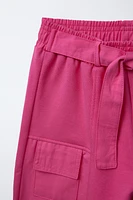 PANTALON JAMBES LARGES EN MATIÈRES VARIÉES AVEC POCHES
